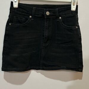 SHEIN Black Denim Stretch Petite XS Mini Skirt
